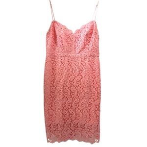 NWT J. Crew Guipure Lace Spaghetti Strap Midi Dress In Pastel Pink - Size 16